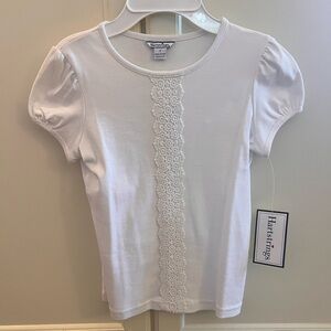 Hartstrings White Tee with Lace - Size 7 - New with Tags